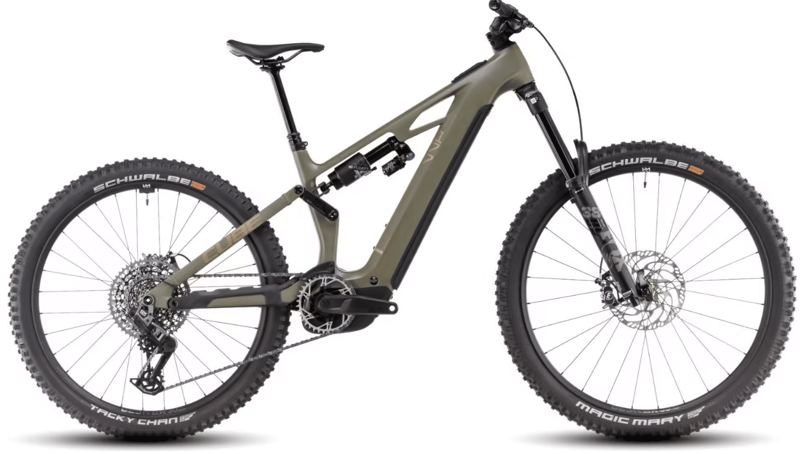 VTT Électrique Tout-Suspendu Cube Stereo Hybrid One77 HPC TM 800 Sram GX Eagle AXS 12V 800 Wh 29''/27.5'' Vert Dusty Olive 2025