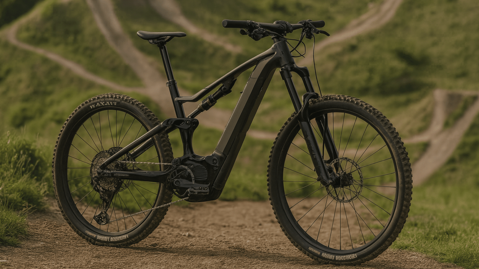 VTTAE tout-suspendu dans un parcours de VTT